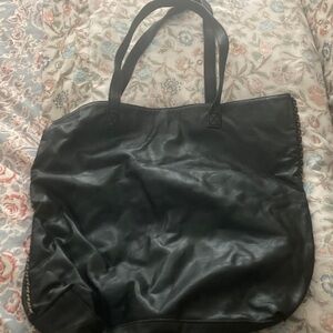Elegant Black Leather Tote Bag